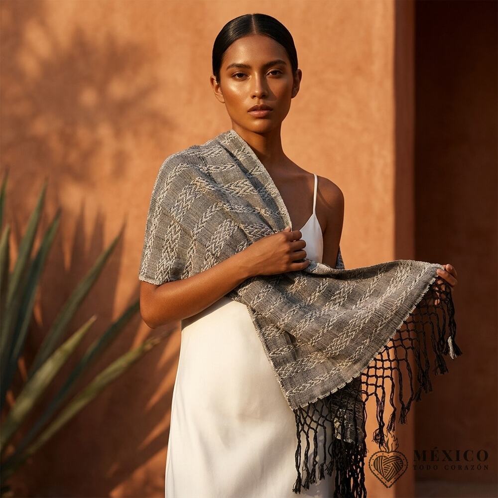 Mexican hand woven Rebozo Purple desings stunning Chiapas unique